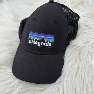 Patagonia Original Logo Hat SnapBack Black Canvas, Running, Hiking , Trial Mesh‎